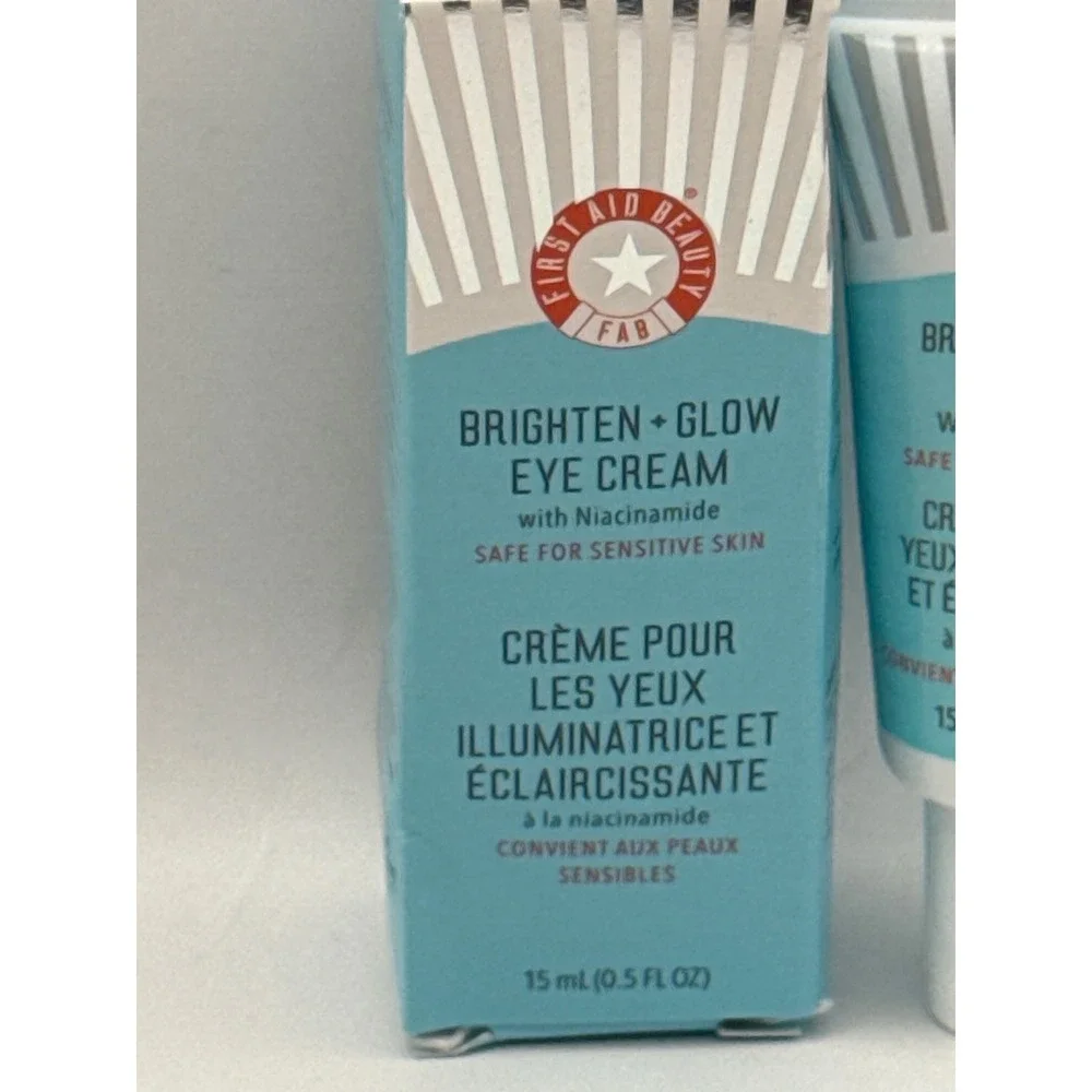 First Aid Beauty FAB Brighten Glow Eye Cream Niacinamide Sensitive Skin 0.5 oz..